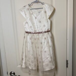 Jona Michelle White and Gold Floral Kids Dress